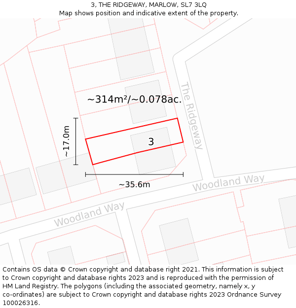 3, THE RIDGEWAY, MARLOW, SL7 3LQ: Plot and title map