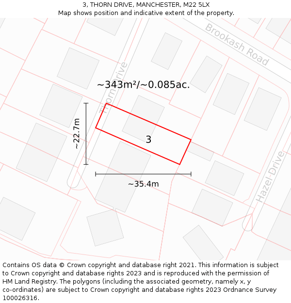 3, THORN DRIVE, MANCHESTER, M22 5LX: Plot and title map