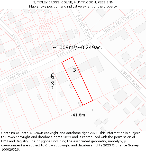 3, TIDLEY CROSS, COLNE, HUNTINGDON, PE28 3NN: Plot and title map