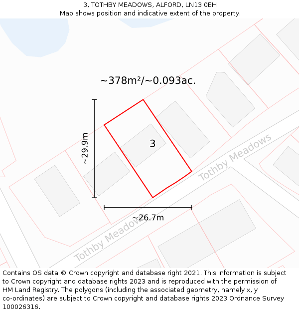 3, TOTHBY MEADOWS, ALFORD, LN13 0EH: Plot and title map