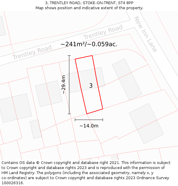 3, TRENTLEY ROAD, STOKE-ON-TRENT, ST4 8PP: Plot and title map