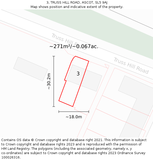 3, TRUSS HILL ROAD, ASCOT, SL5 9AJ: Plot and title map