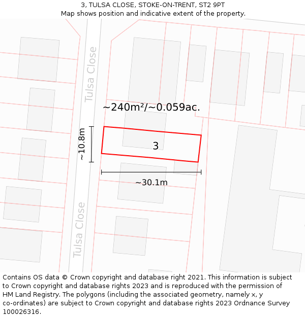 3, TULSA CLOSE, STOKE-ON-TRENT, ST2 9PT: Plot and title map