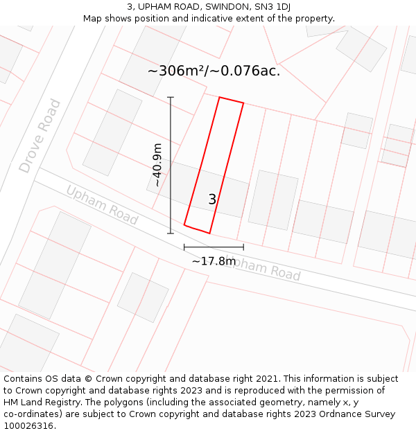 3, UPHAM ROAD, SWINDON, SN3 1DJ: Plot and title map