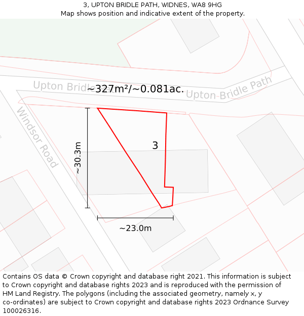 3, UPTON BRIDLE PATH, WIDNES, WA8 9HG: Plot and title map