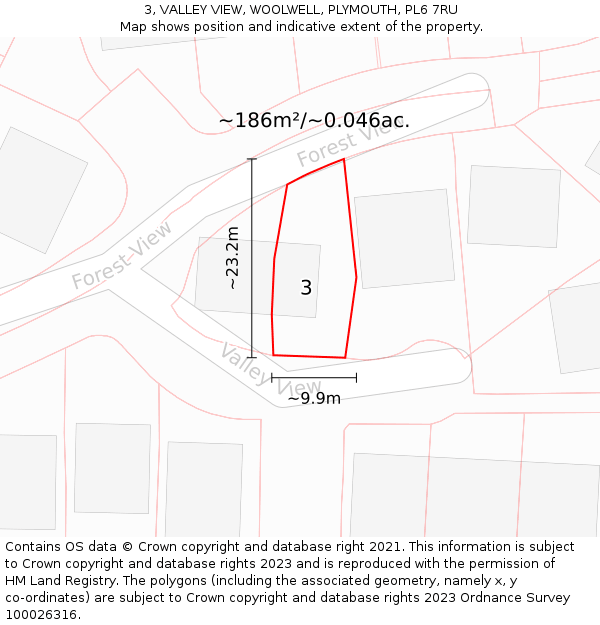 3, VALLEY VIEW, WOOLWELL, PLYMOUTH, PL6 7RU: Plot and title map