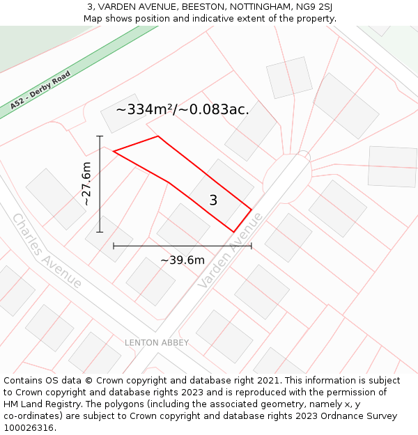 3, VARDEN AVENUE, BEESTON, NOTTINGHAM, NG9 2SJ: Plot and title map