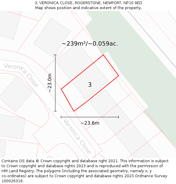 3, VERONICA CLOSE, ROGERSTONE, NEWPORT, NP10 9ED: Plot and title map