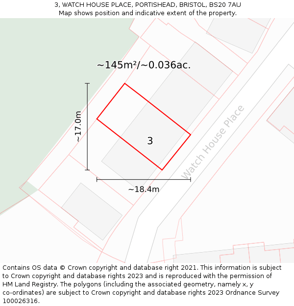 3, WATCH HOUSE PLACE, PORTISHEAD, BRISTOL, BS20 7AU: Plot and title map