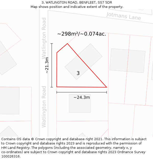 3, WATLINGTON ROAD, BENFLEET, SS7 5DR: Plot and title map