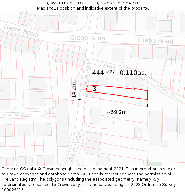 3, WAUN ROAD, LOUGHOR, SWANSEA, SA4 6QP: Plot and title map