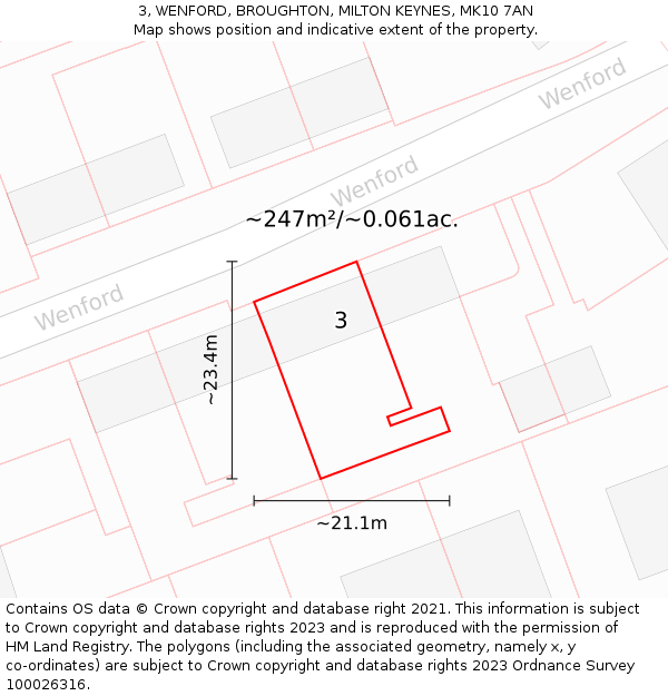 3, WENFORD, BROUGHTON, MILTON KEYNES, MK10 7AN: Plot and title map