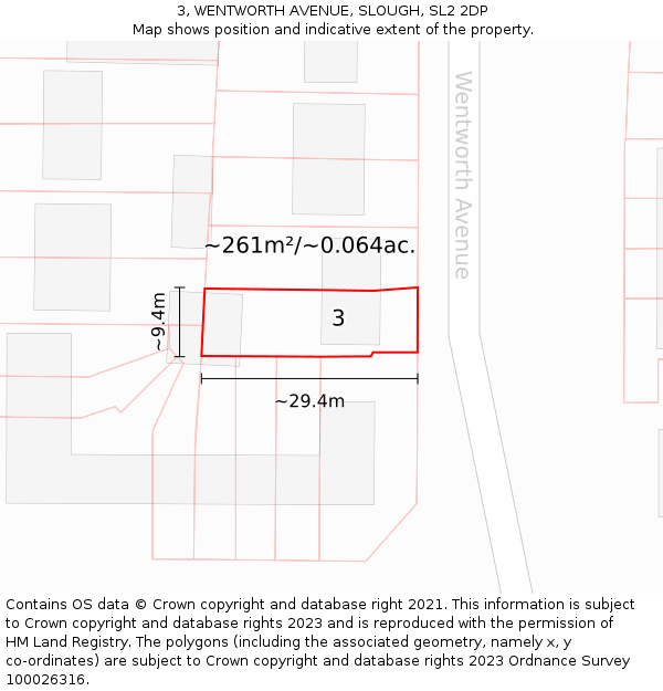 3, WENTWORTH AVENUE, SLOUGH, SL2 2DP: Plot and title map