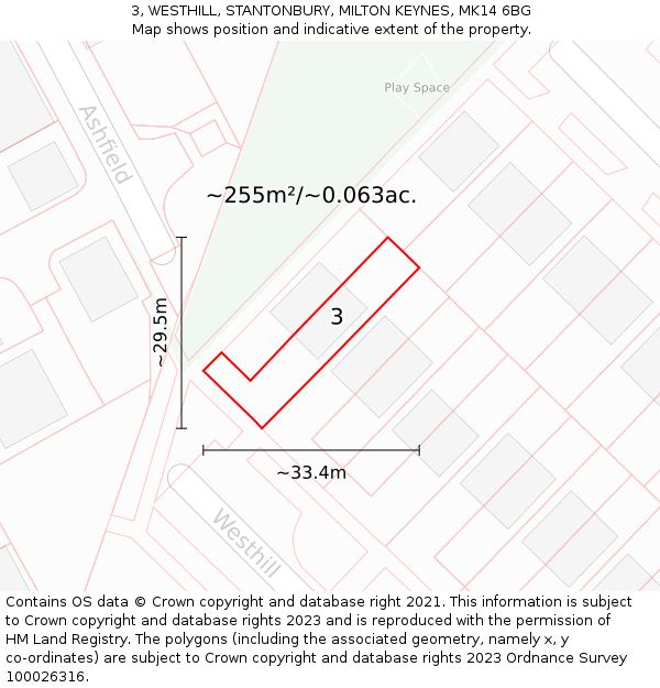 3, WESTHILL, STANTONBURY, MILTON KEYNES, MK14 6BG: Plot and title map