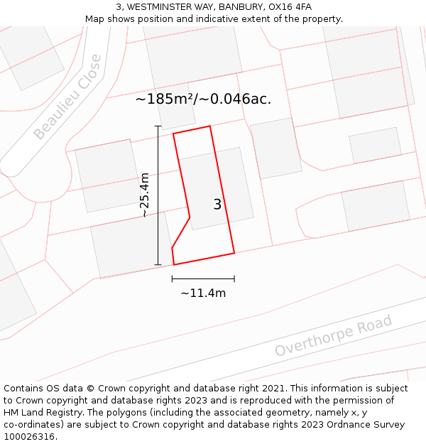 3, WESTMINSTER WAY, BANBURY, OX16 4FA: Plot and title map