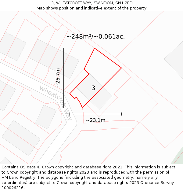 3, WHEATCROFT WAY, SWINDON, SN1 2RD: Plot and title map