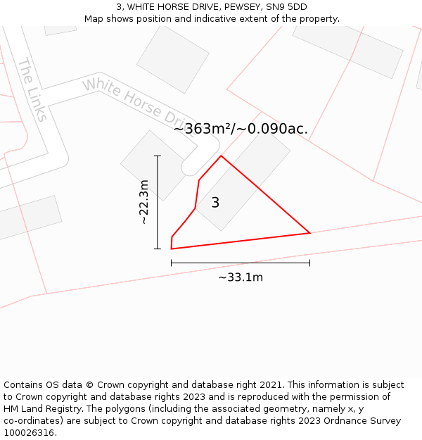 3, WHITE HORSE DRIVE, PEWSEY, SN9 5DD: Plot and title map