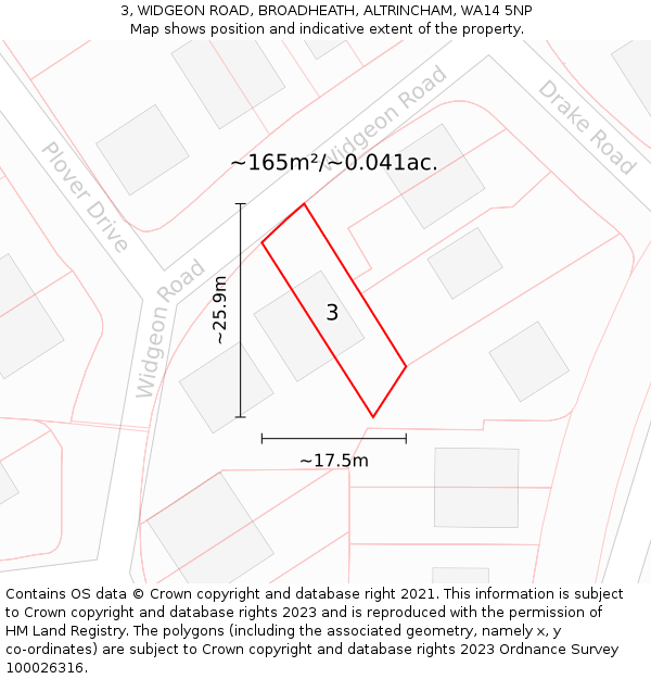 3, WIDGEON ROAD, BROADHEATH, ALTRINCHAM, WA14 5NP: Plot and title map