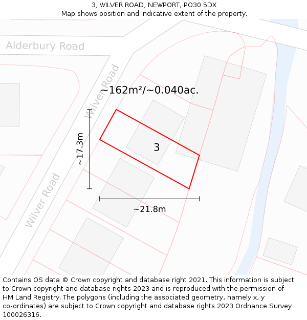 3, WILVER ROAD, NEWPORT, PO30 5DX: Plot and title map