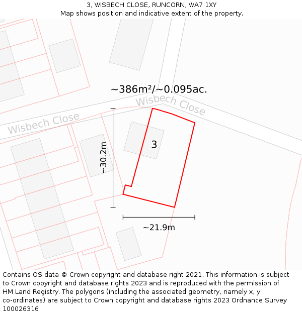 3, WISBECH CLOSE, RUNCORN, WA7 1XY: Plot and title map