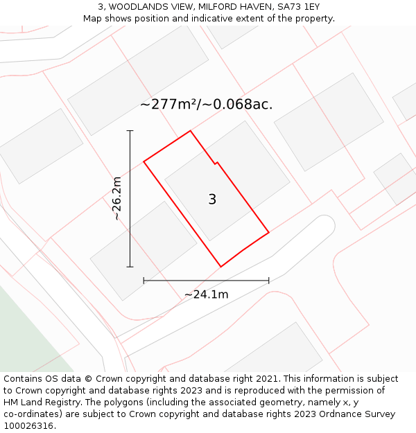 3, WOODLANDS VIEW, MILFORD HAVEN, SA73 1EY: Plot and title map