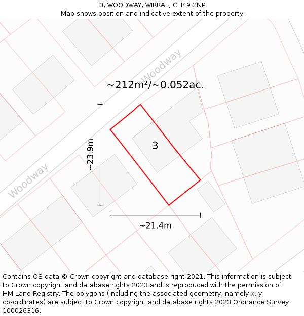 3, WOODWAY, WIRRAL, CH49 2NP: Plot and title map