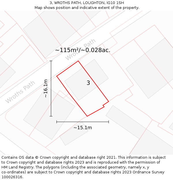 3, WROTHS PATH, LOUGHTON, IG10 1SH: Plot and title map