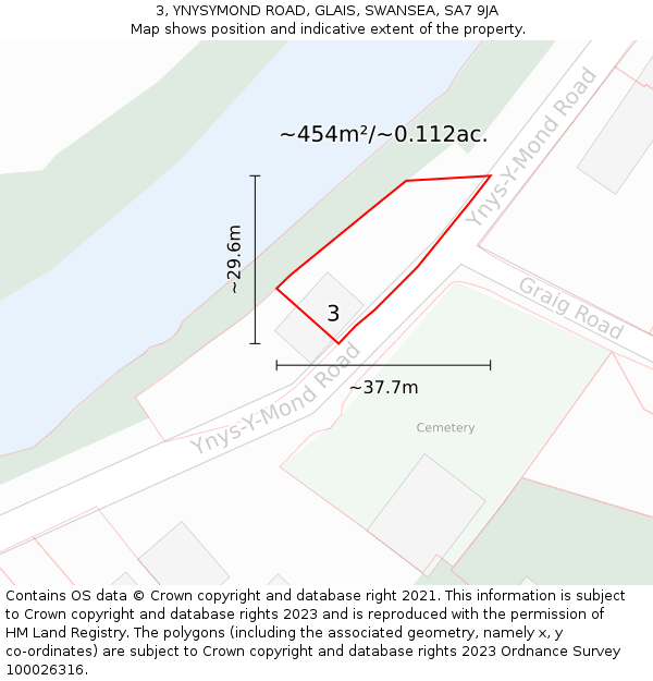 3, YNYSYMOND ROAD, GLAIS, SWANSEA, SA7 9JA: Plot and title map