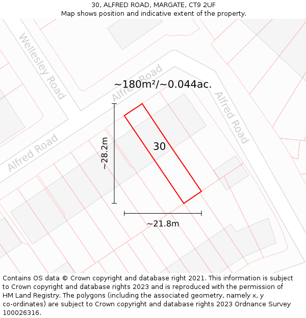 30, ALFRED ROAD, MARGATE, CT9 2UF: Plot and title map