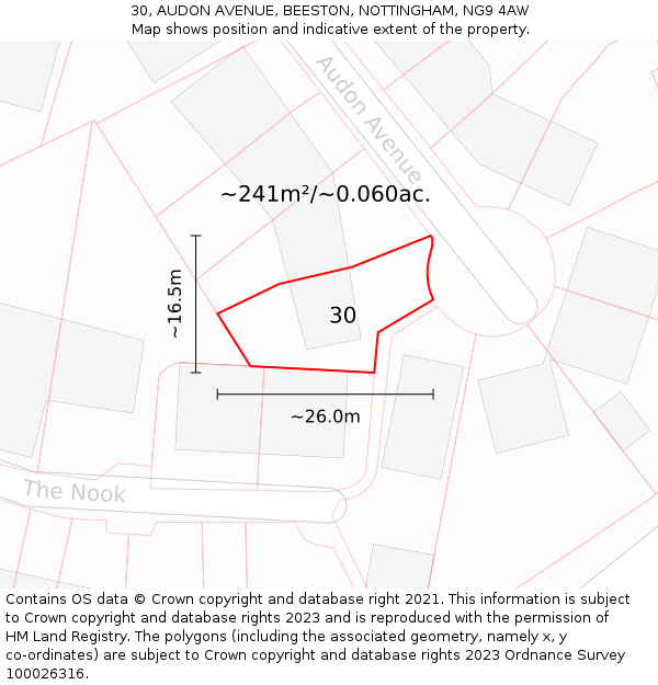 30, AUDON AVENUE, BEESTON, NOTTINGHAM, NG9 4AW: Plot and title map