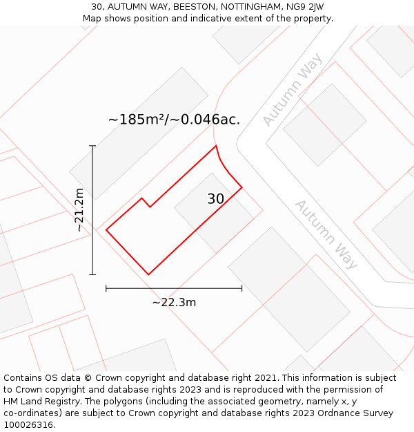 30, AUTUMN WAY, BEESTON, NOTTINGHAM, NG9 2JW: Plot and title map