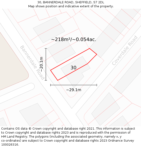 30, BANNERDALE ROAD, SHEFFIELD, S7 2DL: Plot and title map