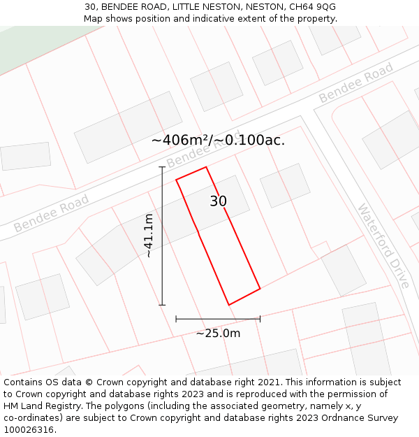 30, BENDEE ROAD, LITTLE NESTON, NESTON, CH64 9QG: Plot and title map