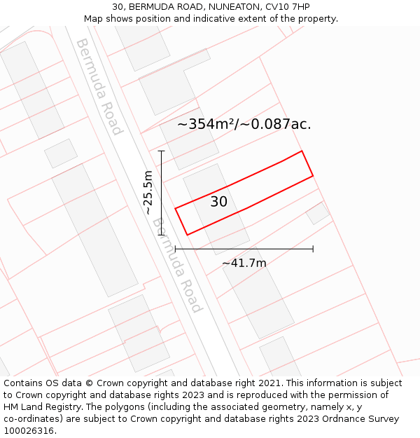 30, BERMUDA ROAD, NUNEATON, CV10 7HP: Plot and title map