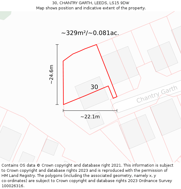 30, CHANTRY GARTH, LEEDS, LS15 9DW: Plot and title map