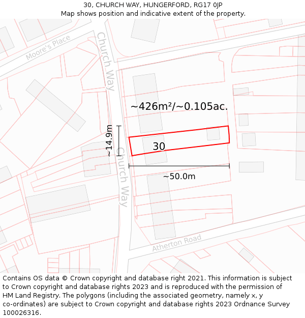 30, CHURCH WAY, HUNGERFORD, RG17 0JP: Plot and title map