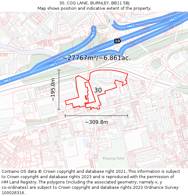 30, COG LANE, BURNLEY, BB11 5BJ: Plot and title map