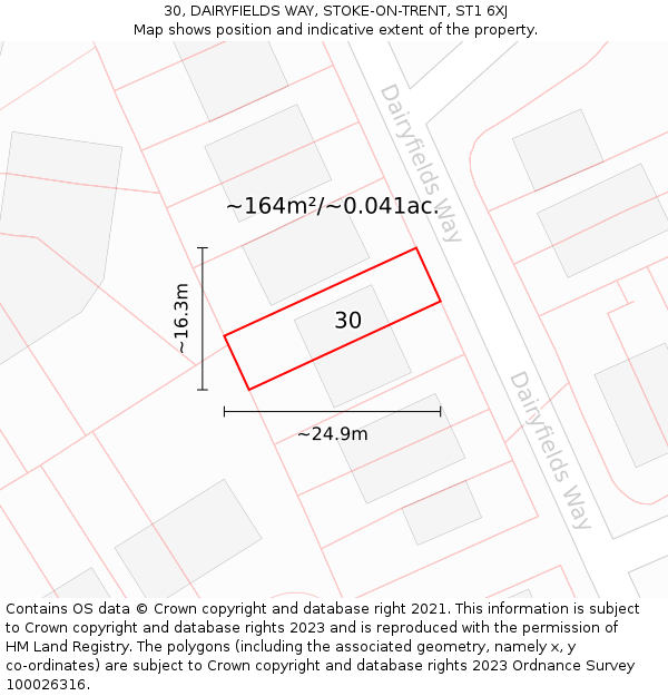 30, DAIRYFIELDS WAY, STOKE-ON-TRENT, ST1 6XJ: Plot and title map