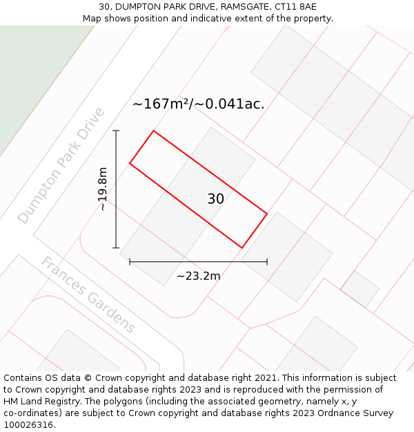 30, DUMPTON PARK DRIVE, RAMSGATE, CT11 8AE: Plot and title map