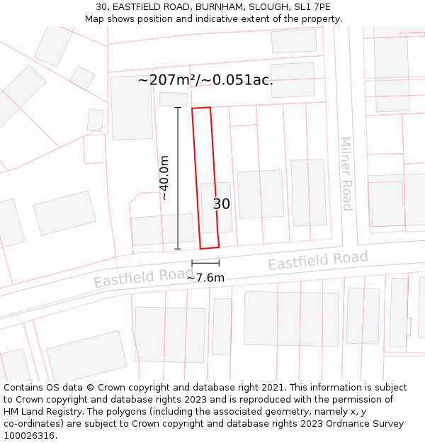 30, EASTFIELD ROAD, BURNHAM, SLOUGH, SL1 7PE: Plot and title map