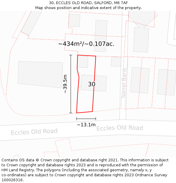 30, ECCLES OLD ROAD, SALFORD, M6 7AF: Plot and title map