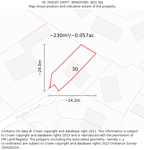 30, FAGLEY CROFT, BRADFORD, BD2 3JQ: Plot and title map