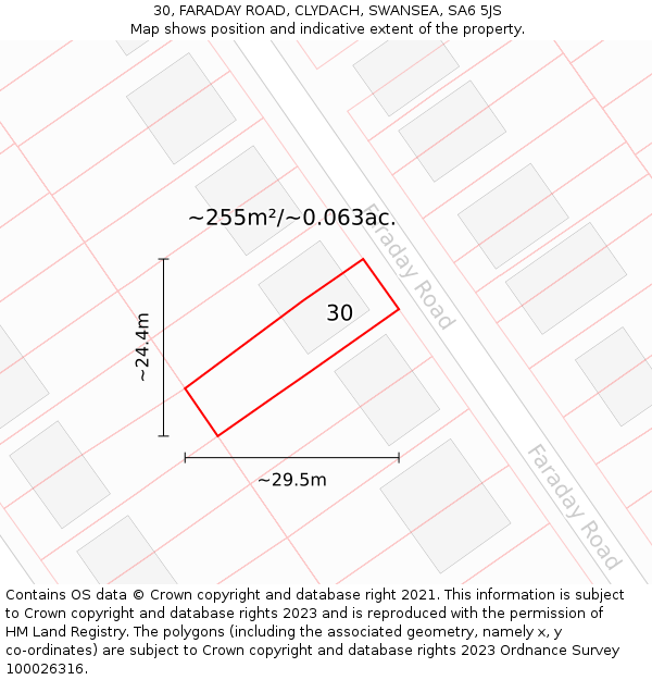 30, FARADAY ROAD, CLYDACH, SWANSEA, SA6 5JS: Plot and title map