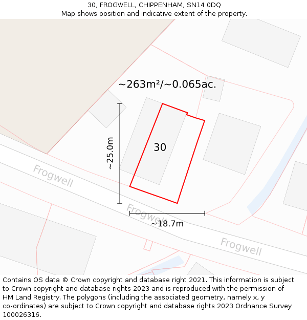 30, FROGWELL, CHIPPENHAM, SN14 0DQ: Plot and title map