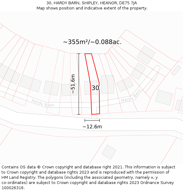 30, HARDY BARN, SHIPLEY, HEANOR, DE75 7JA: Plot and title map