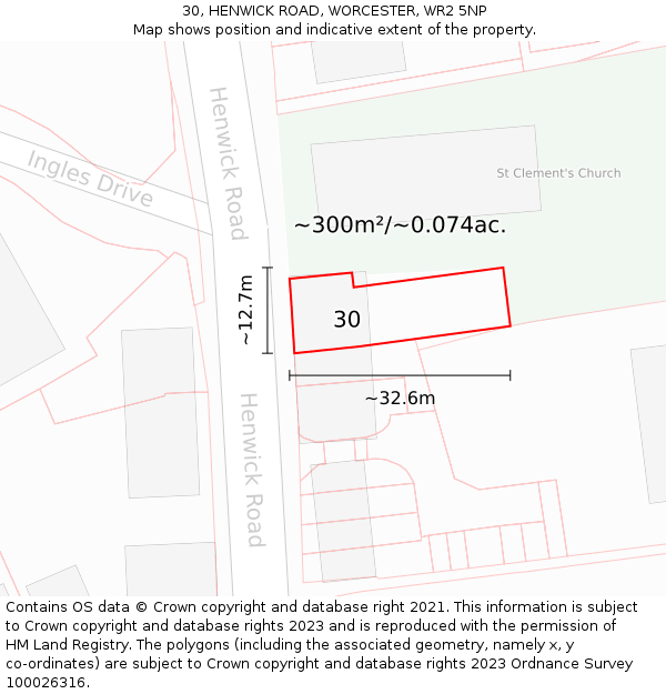 30, HENWICK ROAD, WORCESTER, WR2 5NP: Plot and title map