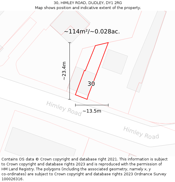 30, HIMLEY ROAD, DUDLEY, DY1 2RG: Plot and title map