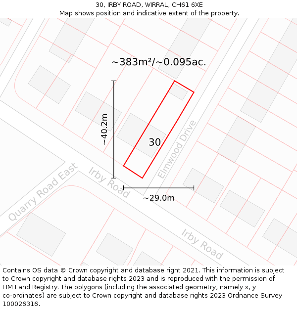 30, IRBY ROAD, WIRRAL, CH61 6XE: Plot and title map