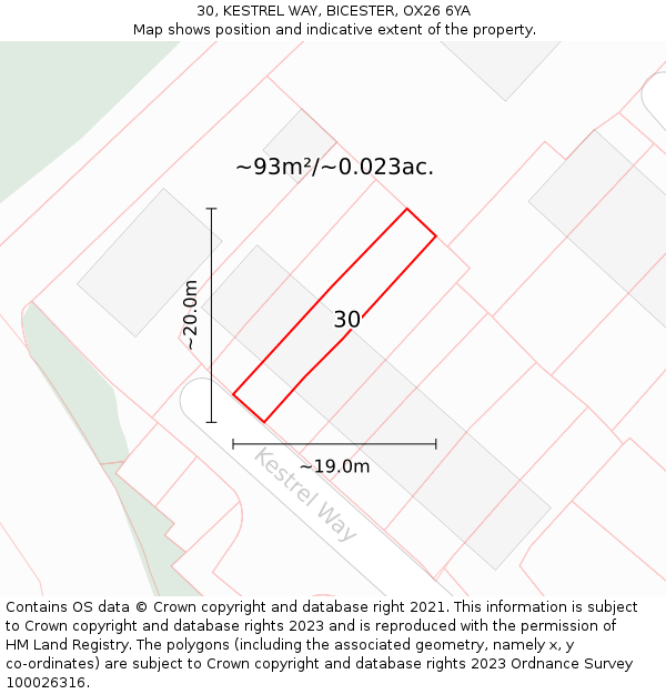 30, KESTREL WAY, BICESTER, OX26 6YA: Plot and title map