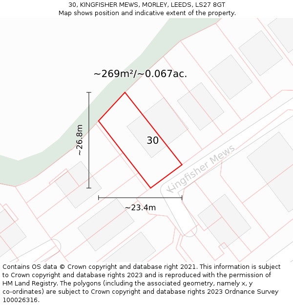 30, KINGFISHER MEWS, MORLEY, LEEDS, LS27 8GT: Plot and title map